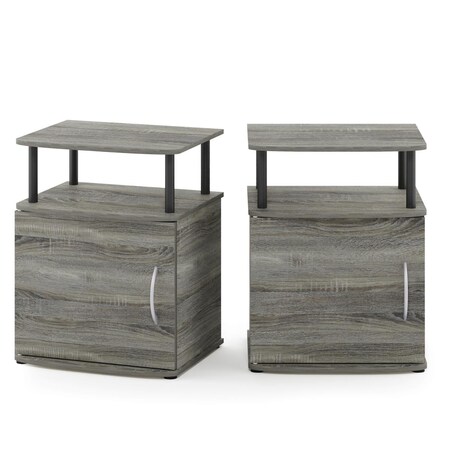 Furinno JAYA Utility Design End Table French Oak Grey & Black - Set of 2 215114GYWBK